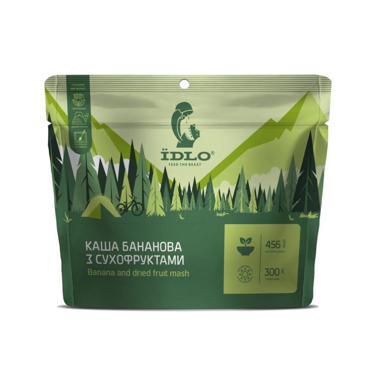 Крупное изображение банановой каши с сухофруктами для онлайн-магазина активной жизни одежды обуви для путешествий хайкинга и альпинизма