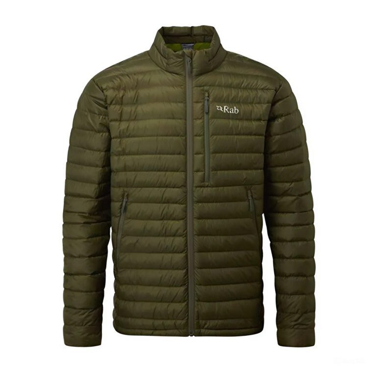 Мужская куртка Rab Microlight, зеленая, идеальна для активного отдыха, туризма и хайкинга, легкая и теплая, подходит для путешествий и альпинизма.