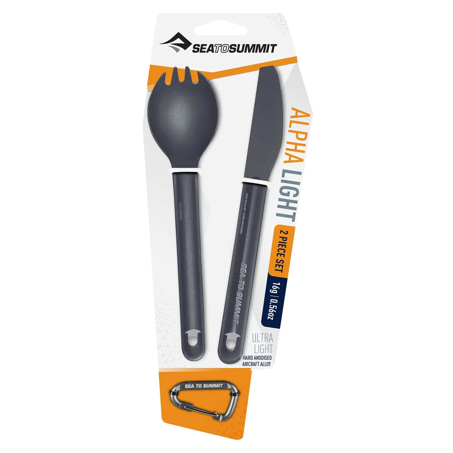 Sea To Summit Alpha Light Cutlery Spoon+Knife Легкий набор столовых приборов Sea To Summit для активного отдыха, путешествий и кемпинга, включает ложку и нож для походов и альпинизма, подходит для спортивной одежды и обуви для outdoor