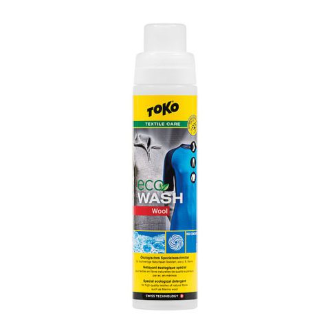 Средство для стирки шерсти Toko Eco Wash Wool 250 мл для активного отдыха, походов и путешествий, идеальное для ухода за одеждой и обувью.