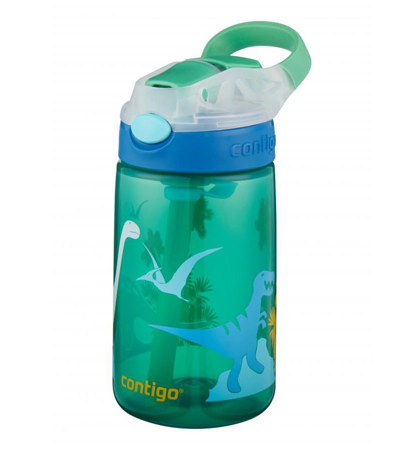 Детская путешественная бутылка для воды Contigo Gizmo 420 мл Jungle Green Dino для активного отдыха и походов, спортивной одежды и обуви для активной жизни