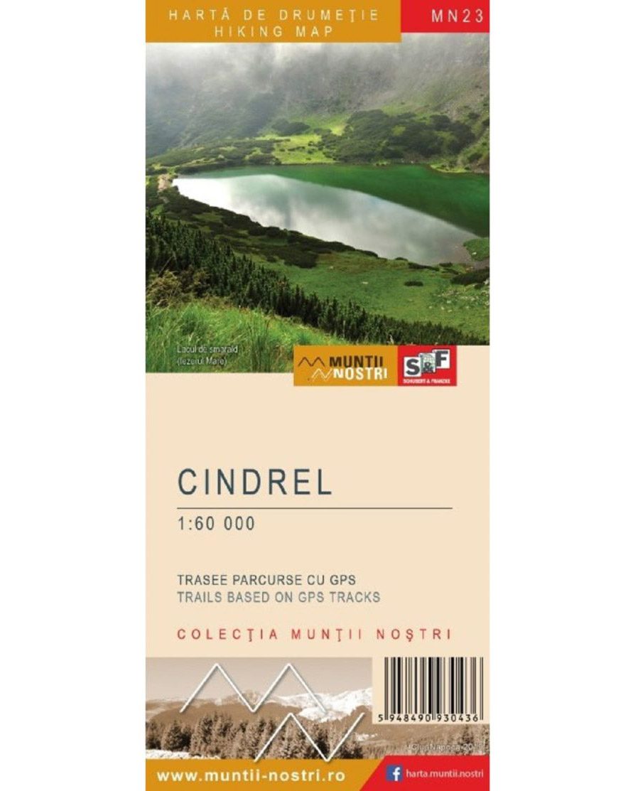 Туристическая карта горы Cindrel для активного отдыха, походов, альпинизма и путешествий с экипировкой для туристического сайта интернет-магазина