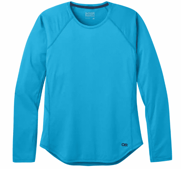 Женская спортивная футболка Outdoor Research Arqon L/S Tee Wmn in атолль для активного отдыха, прогулок, походов и путешествий, обувь и экипировка для активной жизни