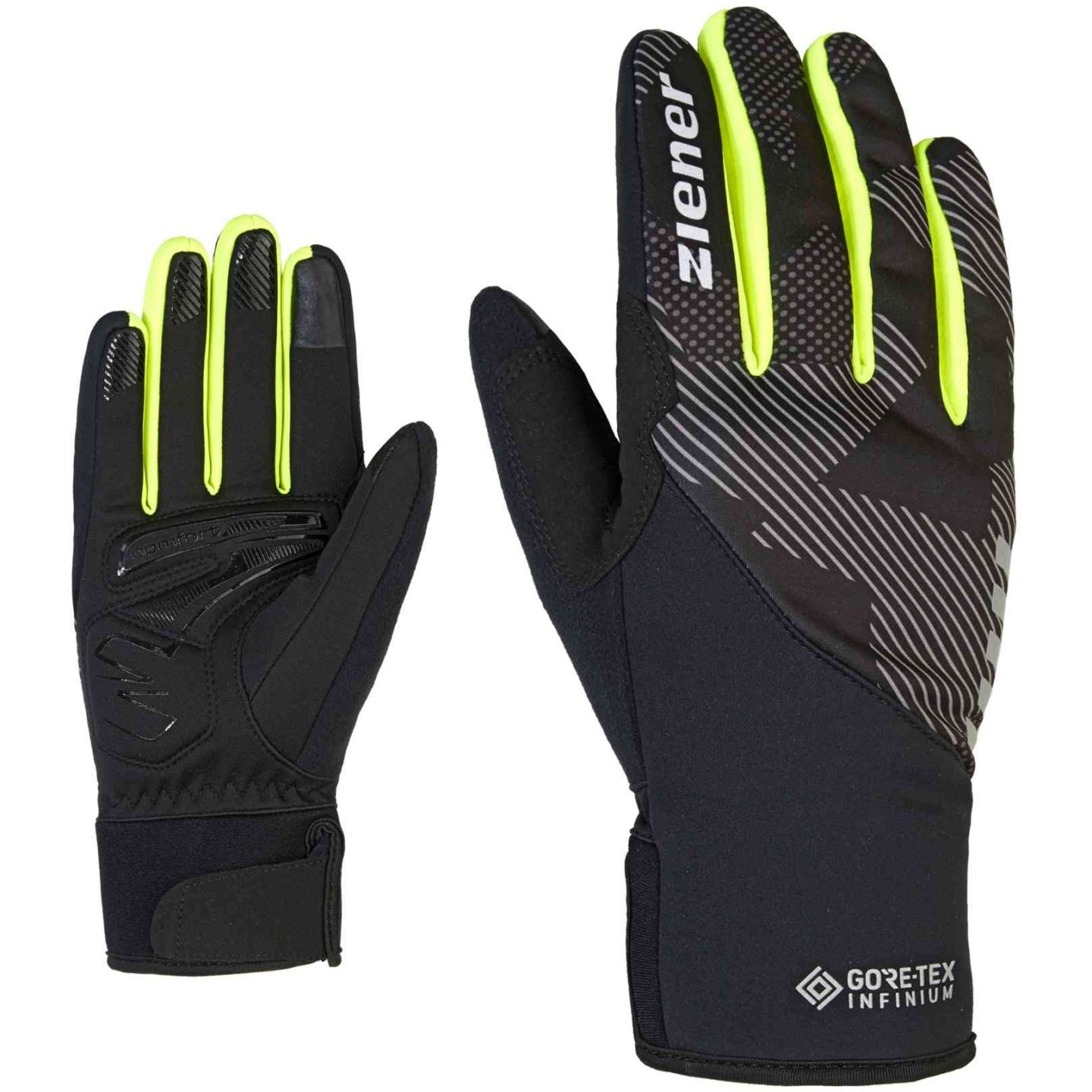 Перчатки Ziener Dagur GTX Inf Touch для активной жизни, снаряжения для походов, альпинизма и путешествий, серо-черный камуфляж