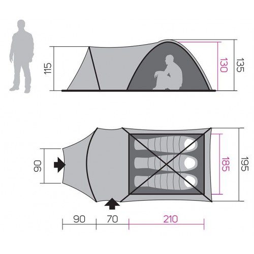 Деталь палатки Hannah Arrant 3 для активного отдыха кемпинга и туризма с одеждой и обувью для походов, горных походов и путешествий