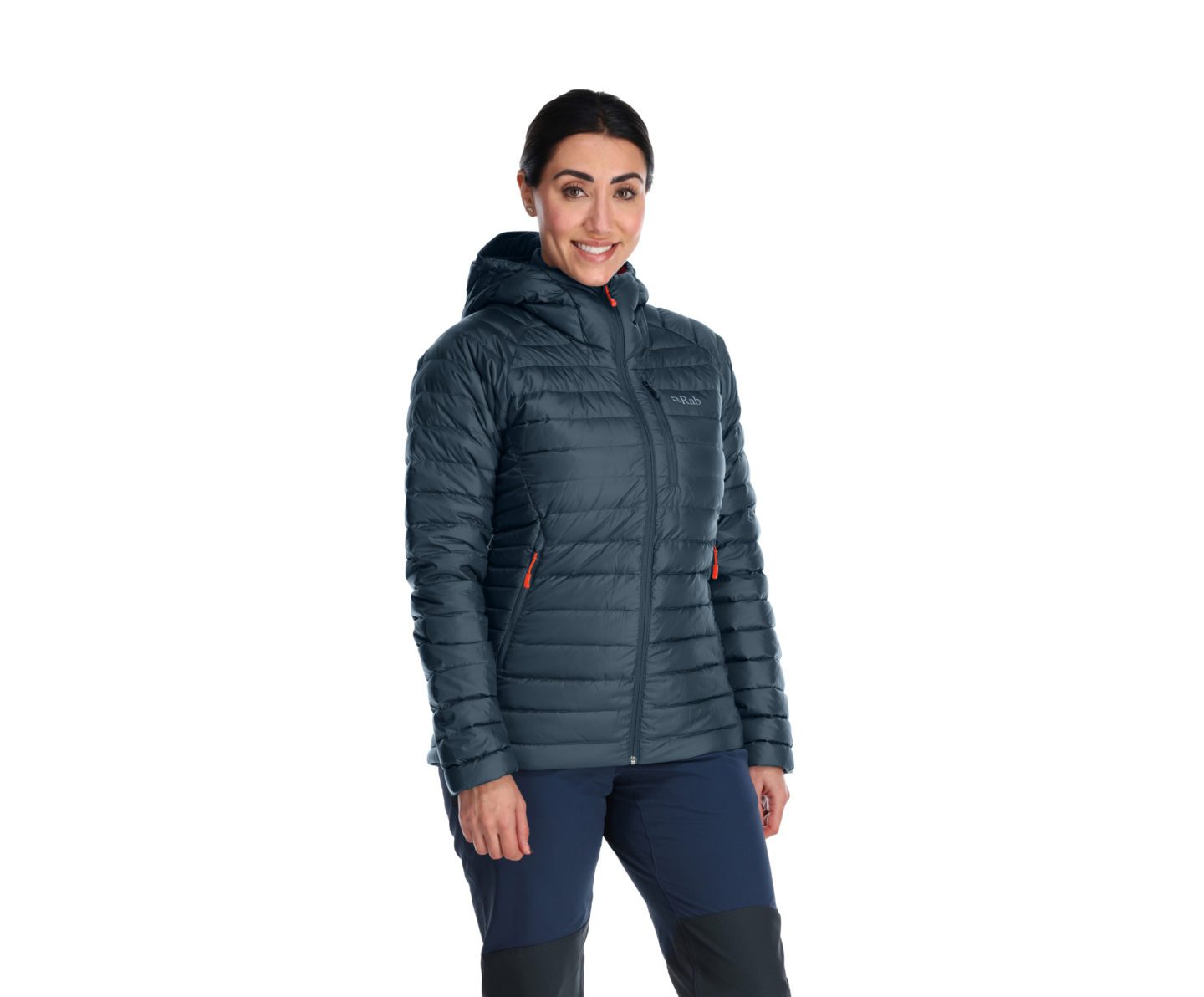 Теплый пуховик Rab Microlight Alpine Long Down для женщин в голубом цвете для активного отдыха походов и путешествий на онлайн-магазине одежды и обуви для альпинизма и туризма