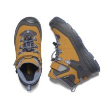 Детские ботинки Keen Redwood Mid WP для активного отдыха, походов и путешествий с жёлтой и винтажно-индиго расцветкой в магазине товаров для активной жизни