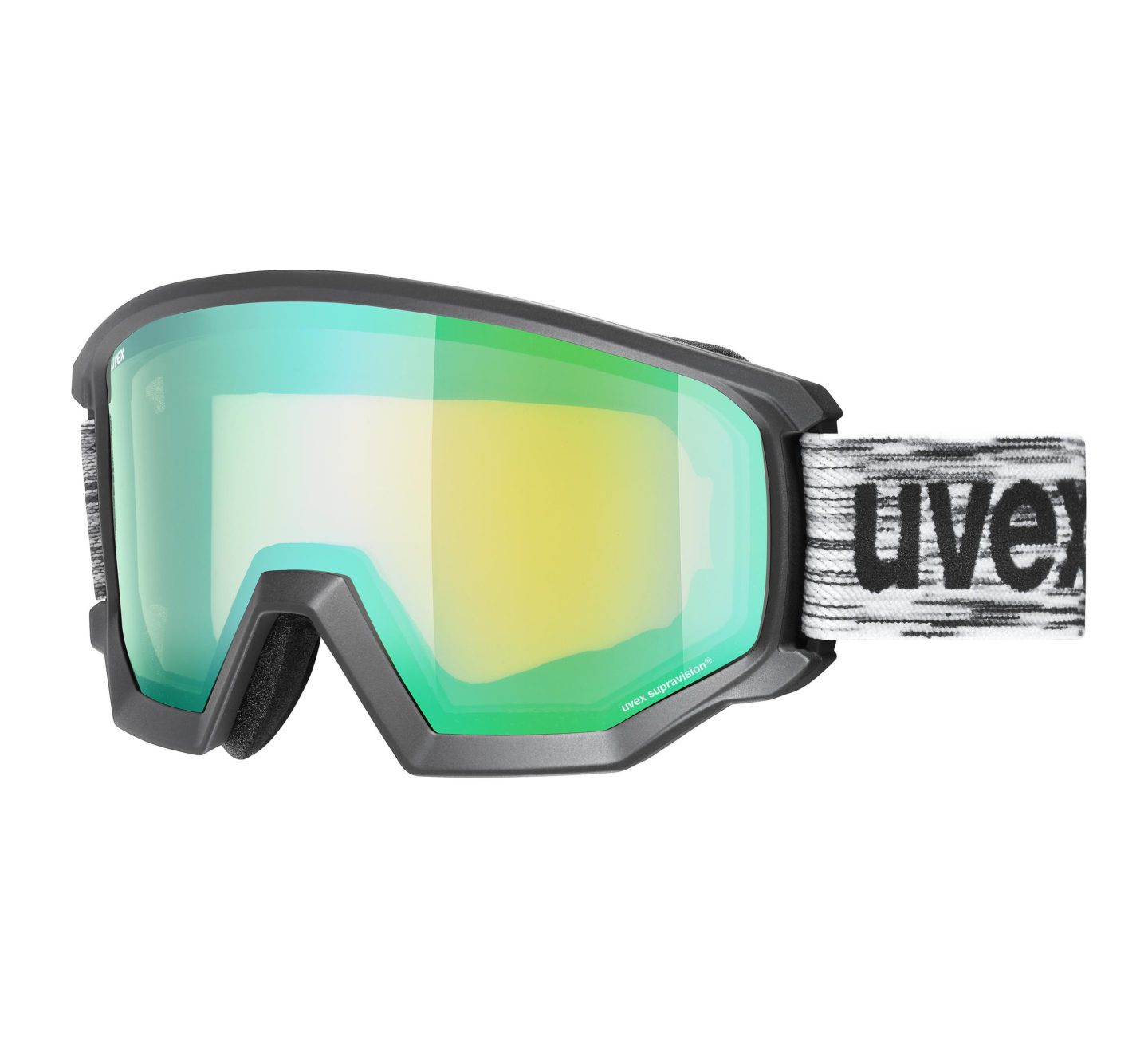 Горнолыжная маска Uvex Athletic FM черная матовая зеленая для активного отдыха, спортивной одежды, обуви для лыж и горных походов, снаряжения для путешествий
