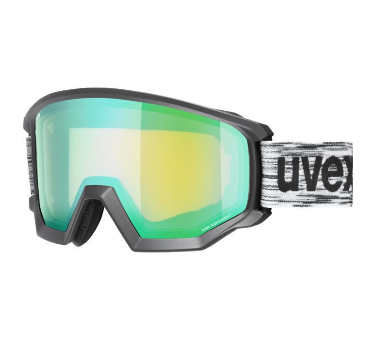 Горнолыжная маска Uvex Athletic FM черная матовая зеленая для активного отдыха, спортивной одежды, обуви для лыж и горных походов, снаряжения для путешествий