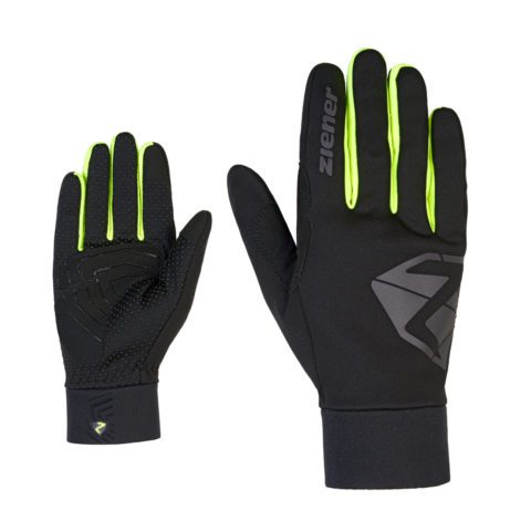 Перчатки Ziener Dojan Touch черные с желтыми вставками для активного отдыха велосипедных прогулок путешествий и горных походов в спортивном магазине активной жизни