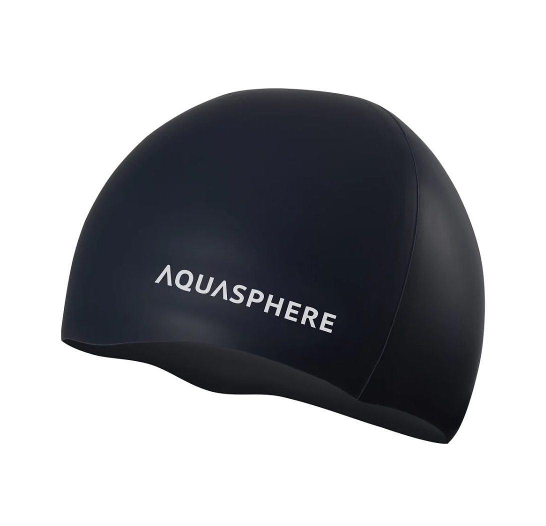 Шапочка для плавания Aqua Sphere силиконовая черная и белая для активного отдыха, плавания, походов и путешествий в интернет-магазине товаров для активной жизни