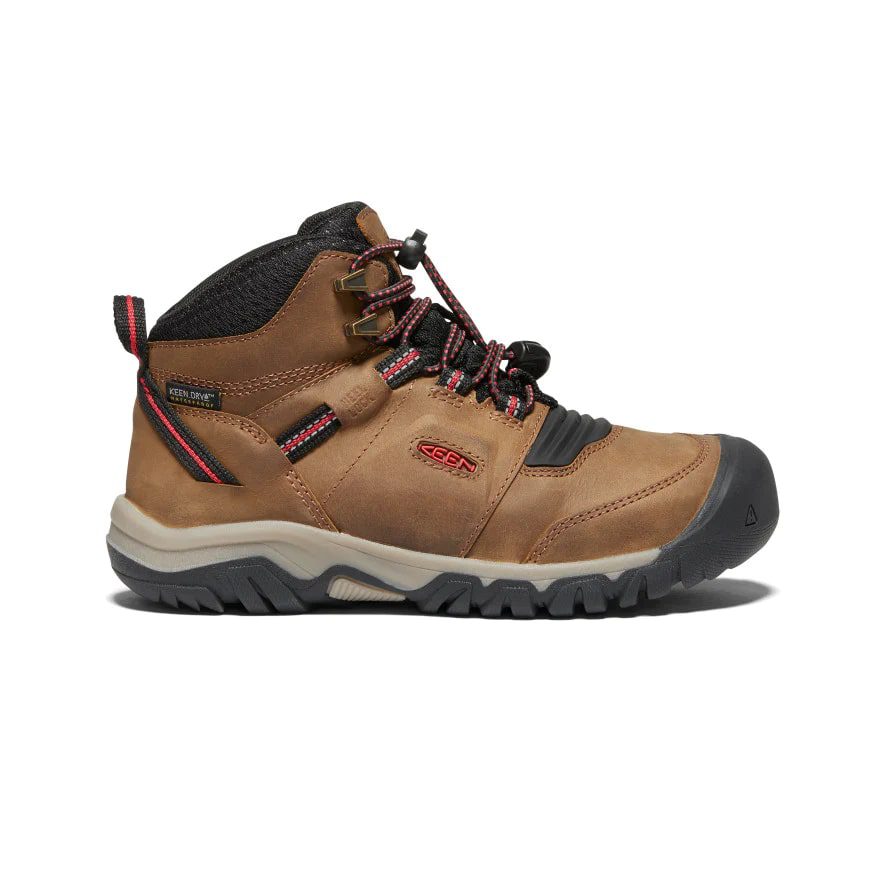 Ботинки Keen Ridge Flex Mid WP бежево-красные для активного отдыха, походов, альпинизма и путешествий в онлайн магазине обуви и экипировки для активной жизни