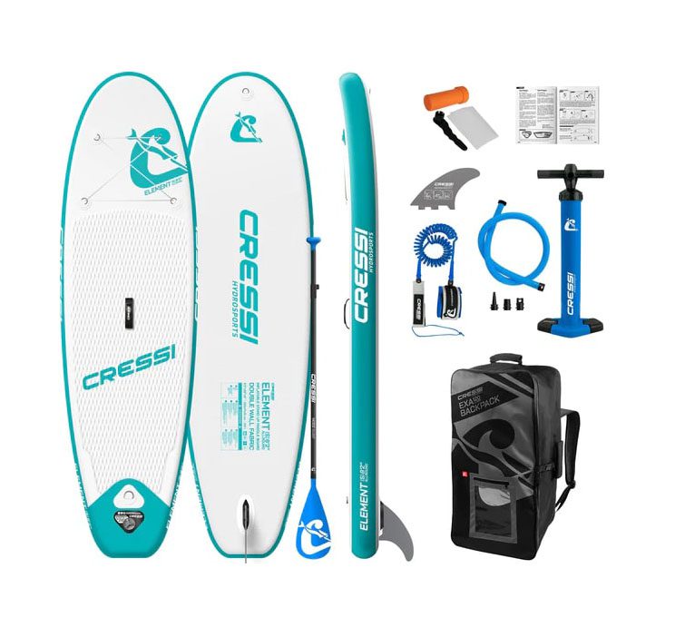 Кайтсерфинг и водные виды спорта на онлайн магазине с экипировкой для активной жизни, обувью, одеждой, походами, альпинизмом и путешествиями, изображение сап-борда Cressi-Sub Element All Round Isup Set aquamarine