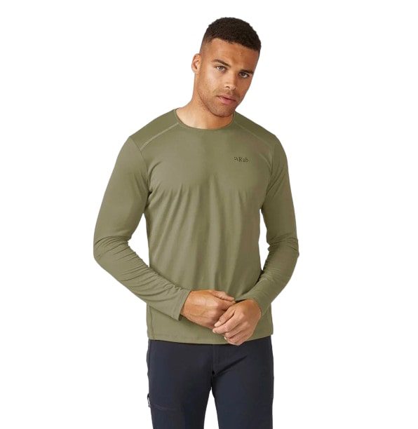 Термофутболка Rab Force LS Tee Mns светло-хакки для активного отдыха, походов, путешествий, одежды и обуви для альпинизма и туризма в онлайн-магазине
