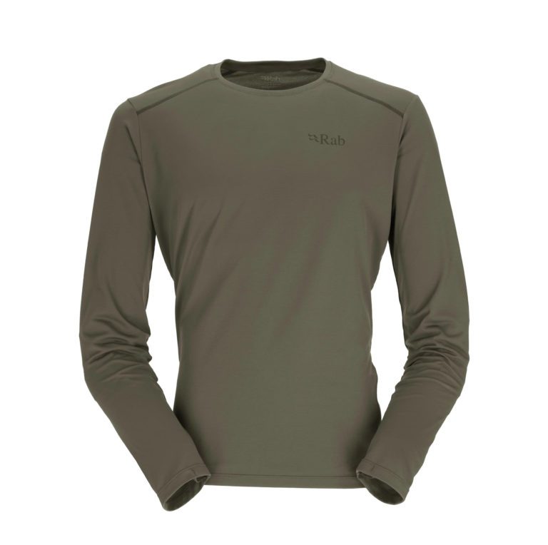 Термофутболка Rab Force LS Tee Mns светло-хаки для активного отдыха, ношения на открытом воздухе, походов и путешествий в интернет-магазине товаров для активной жизни
