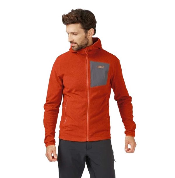 Флисовая куртка Rab Tecton Mns красная глина для активного отдыха походов и путешествий с обувью и спортивной одеждой для туризма и альпинизма