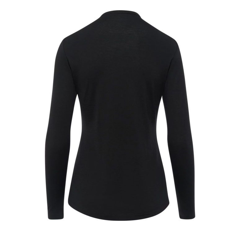 Термофутболка Thermowave Merino Aero LS Wmn черная для активного отдыха, одежды, туристических походов и походов в горы