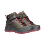 Детские ботинки Keen Redwood Mid WP для активного отдыха, походов и путешествий с прочной структурой и стильным дизайном в стиле steel grey и red dahlia, подходящие для спортивной и уличной одежды в интернет-магазине для активных людей