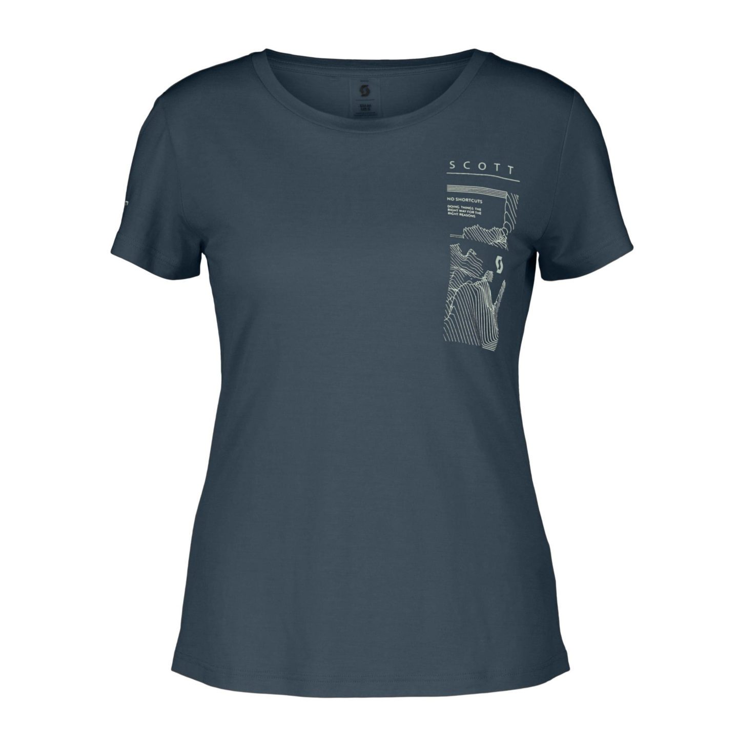 Женская футболка Scott Defined Merino Graphic SS Wmn металлический синий для активного отдыха походов путешествий и занятий спортом в интернет-магазине одежды для активной жизни
