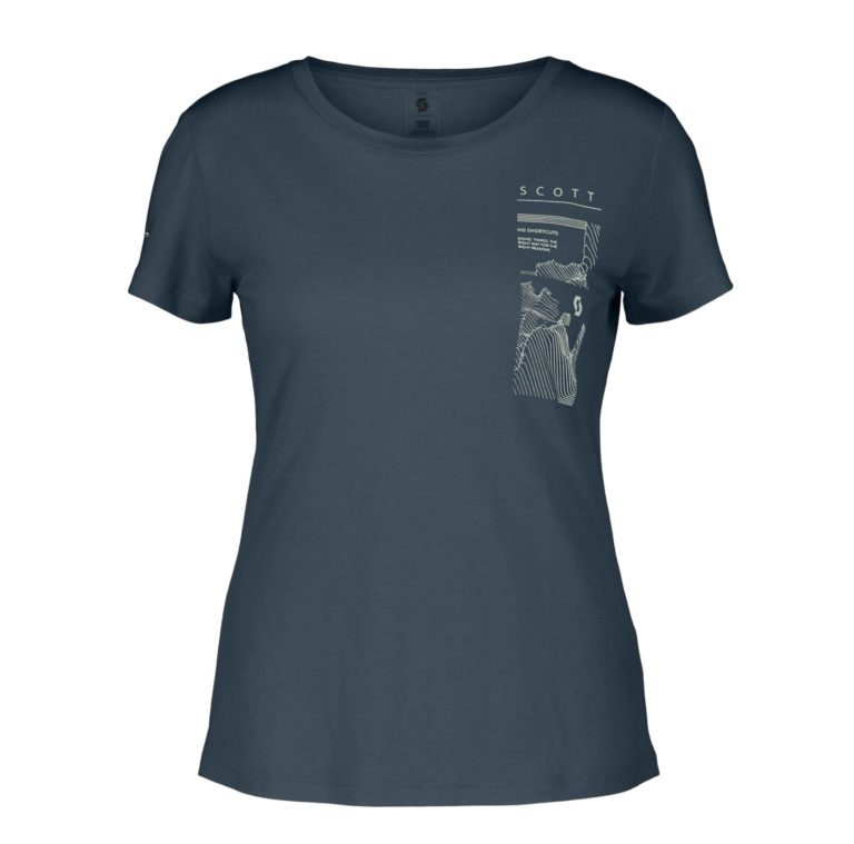 Женская футболка Scott Defined Merino Graphic SS Wmn металлический синий для активного отдыха походов путешествий и занятий спортом в интернет-магазине одежды для активной жизни