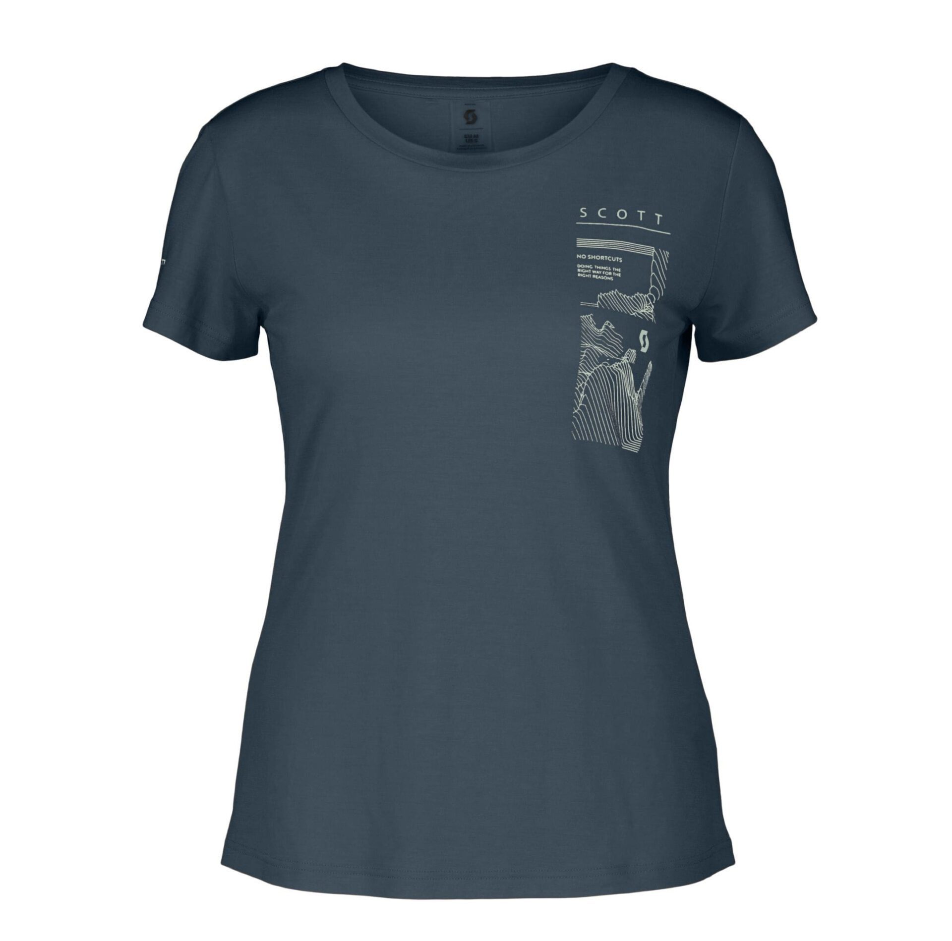 Женская футболка Scott Defined Merino Graphic SS Wmn металлический синий для активного отдыха походов путешествий и занятий спортом в интернет-магазине одежды для активной жизни