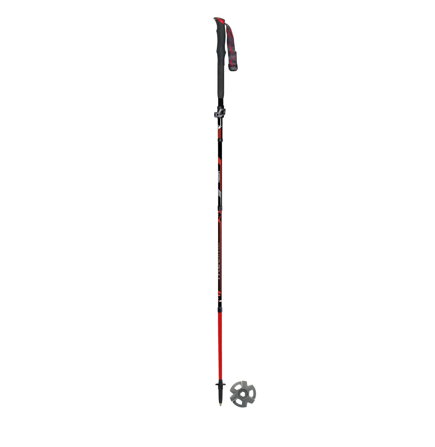 Группа туристов на вершине горы, одетых в активную одежду и обувь для путешествий и хайкинга, с рюкзаками и альпенштоком, готовящихся к дальнейшему восхождению.