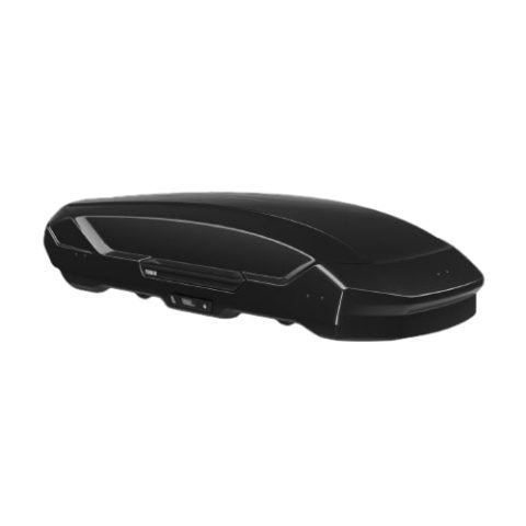 Гладкий черный багажник на крышу Thule Motion 3 L для активного отдыха, путешествий, горных походов, спортивной одежды и обуви, аксессуаров для туризма и альпинизма