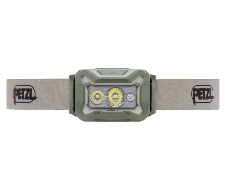 Налобный фонарь Petzl Aria 2 RGB песочный для активного отдыха походов и путешествий в магазине спортивной экипировки