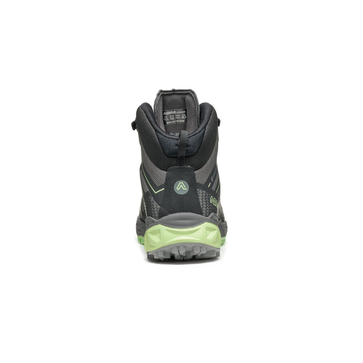 Кроссовки Asolo Tahoe Mid Jr GTX для активного отдыха, идеальные для походов, альпинизма и путешествий, серый и черный цвета.