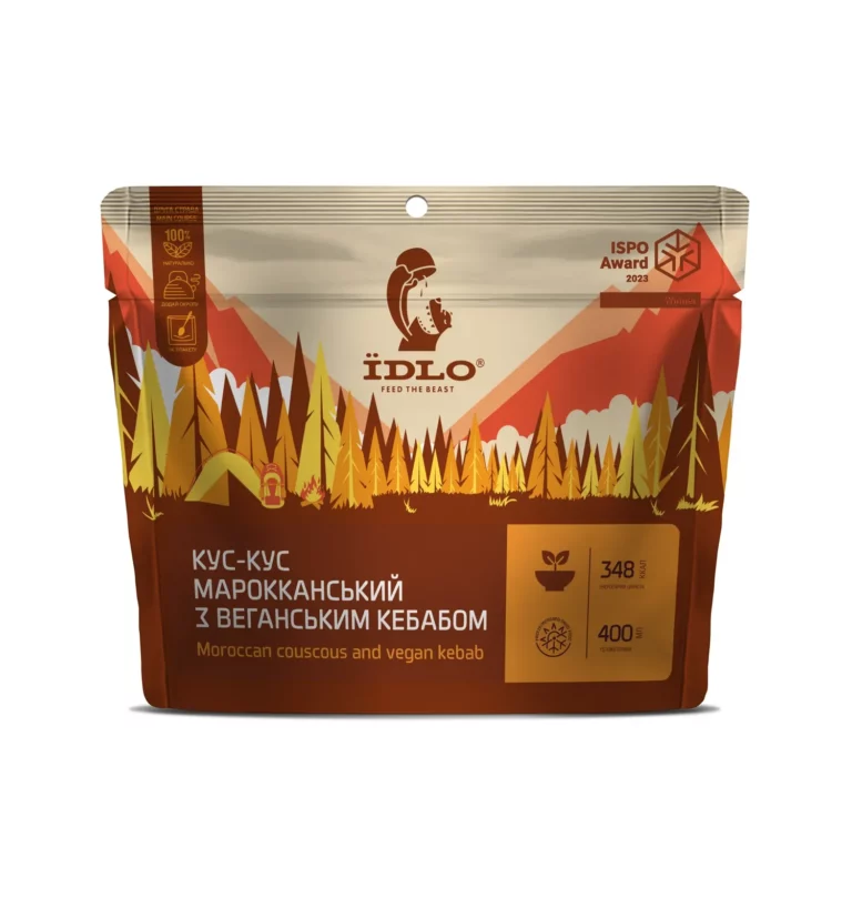 Кус-кус марокканский с веганским кебабом для активного отдыха путешествий и походов в стиле онлайн-магазина экипировки для активного образа жизни одежды и обуви