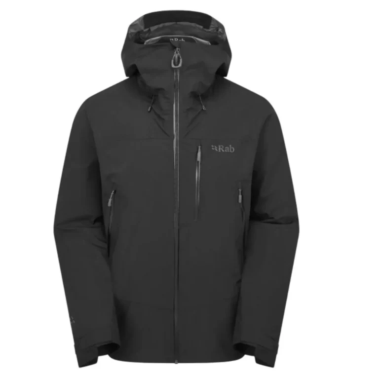 Тёмная мужская куртка Rab Downpour Mountain Mns для активного отдыха рыбалки и путешествий с учетом походов и альпинизма, подходит для онлайн магазина одежды обуви для активного образа жизни
