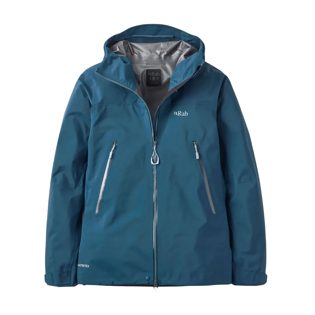 Теплая женская куртка Rab Kangri GTX для активного отдыха, походов и путешествий в оттенке tempest blue, идеально подходит для занятий на природе, хайкинга и альпинизма в онлайн магазине спортивной одежды и обуви