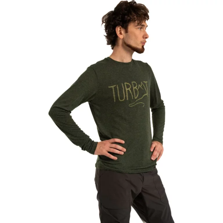 Футболка Turbat Magic Logo LS Mns kombu зеленая для активного отдыха и туризма, одежда и обувь для походов и альпинизма в онлайн магазине спортивных товаров