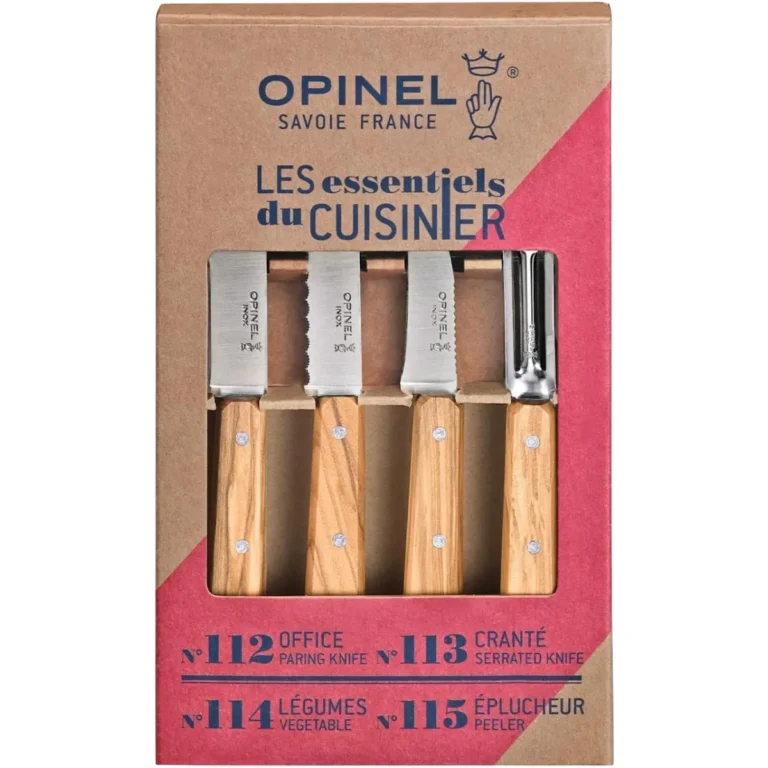 Комплект кухонных ножей Opinel Box The Essentials Olivewood для активного отдыха и путешествий, идеально для походов и ножевой экипировки в интернет-магазине спортивной одежды и снаряжения