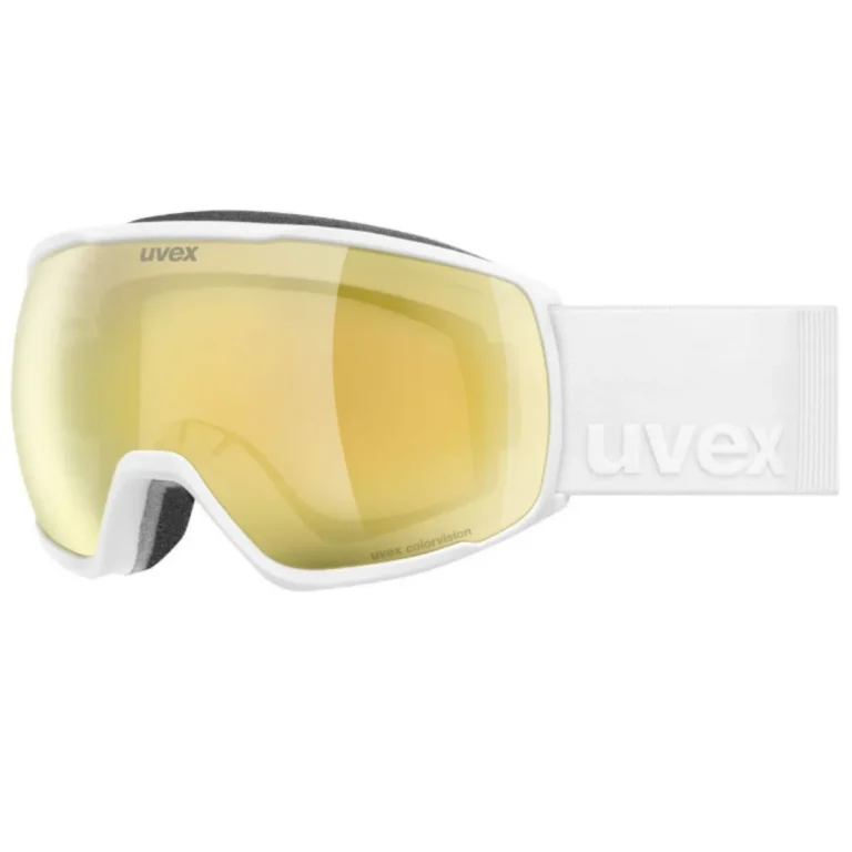 Горнолыжная маска Uvex Victorious CV белая мужская с золотисто-зеленой оправой для активного отдыха, снаряжения для лыж, альпинизма и туризма в онлайн магазине спортивной одежды обуви для активной жизни