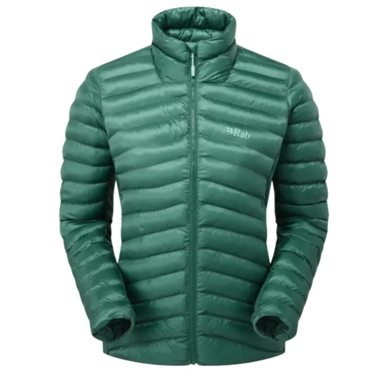 Теплая женская утепленная куртка Rab Cirrus Flex Hoody для активного отдыха, походов и путешествий, экипировка для альпинизма и туризма в стиле outdoor с зеленым и серым оттенками в интернет-магазине